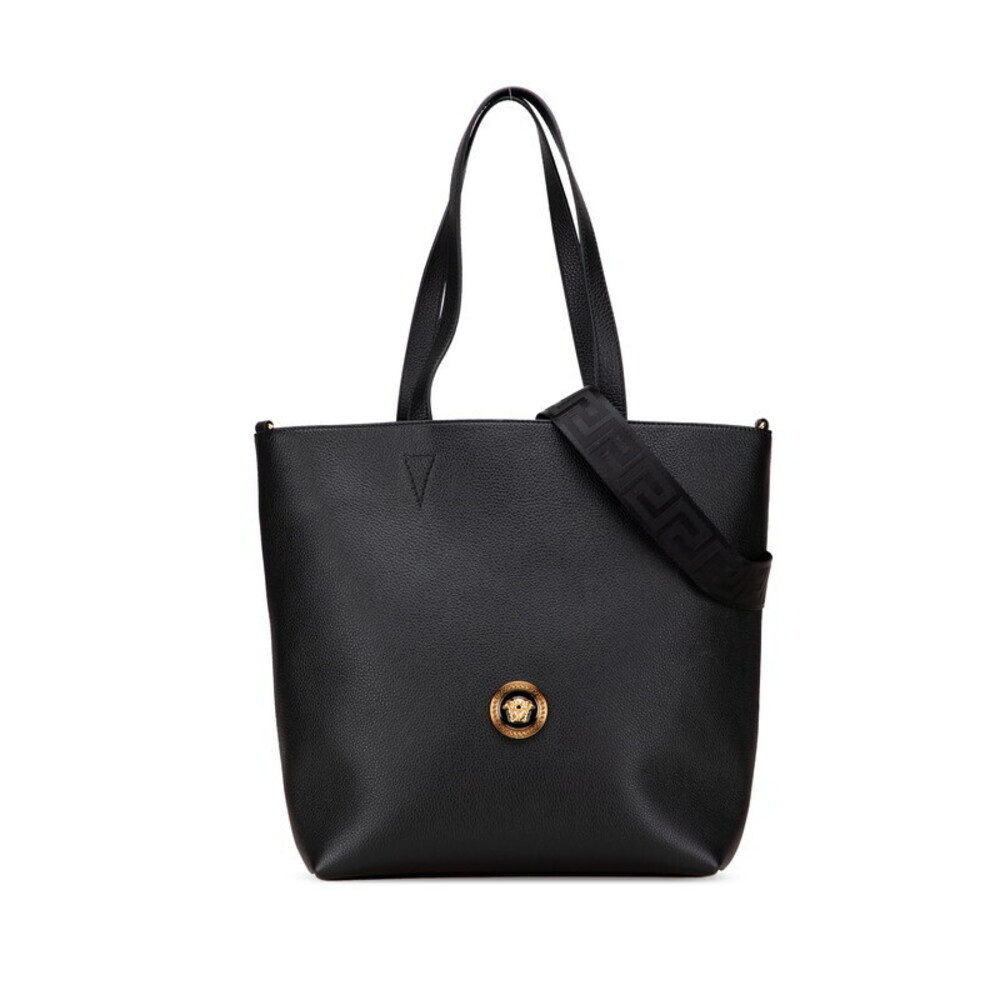 Versace Medusa Tote Shoulder Bag Black Leather
